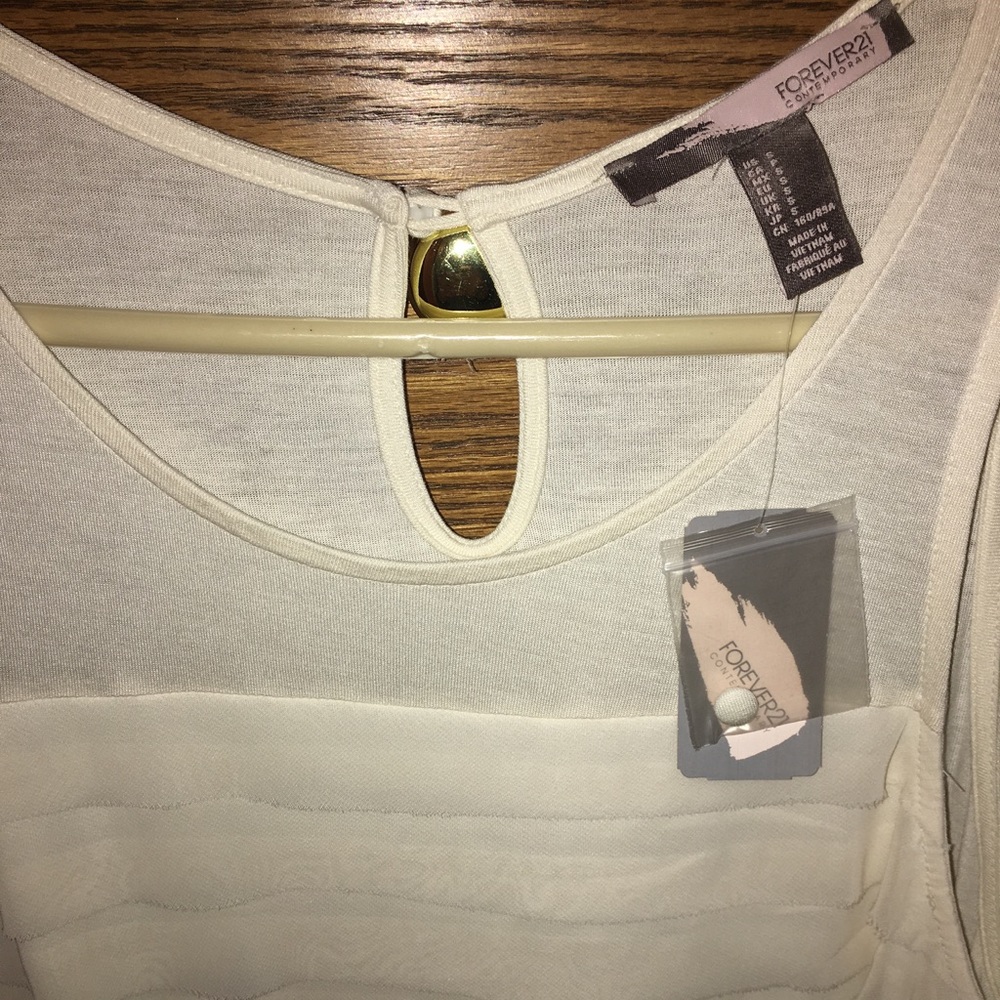 Cream chiffon tank with layered chiffon in front